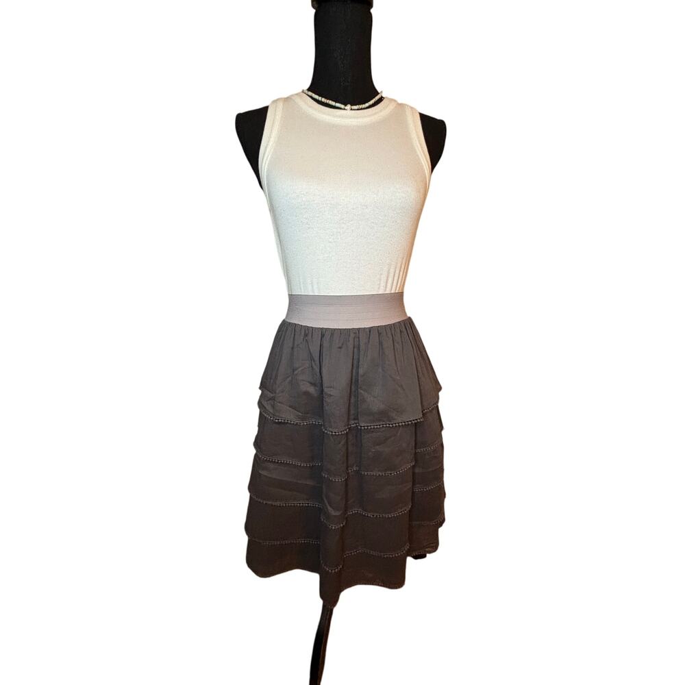 Edme & Esyllte by Anthropologie Gray Tiered Midi Skirt